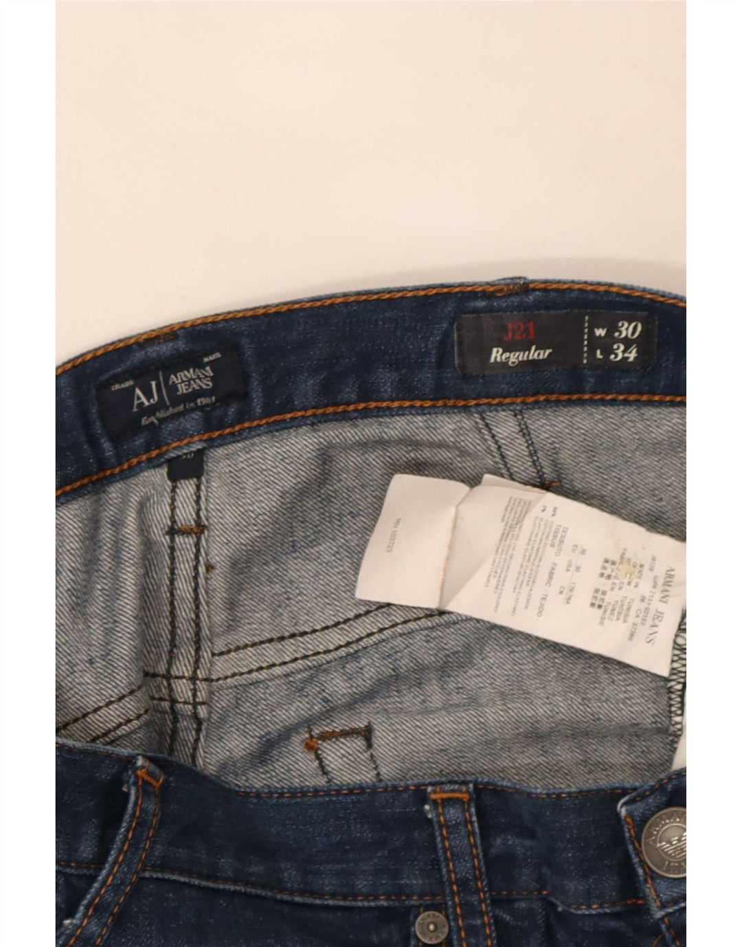 Armani Herre Regular Fit Straight Jeans W30 L32 Marineblå Bomuld