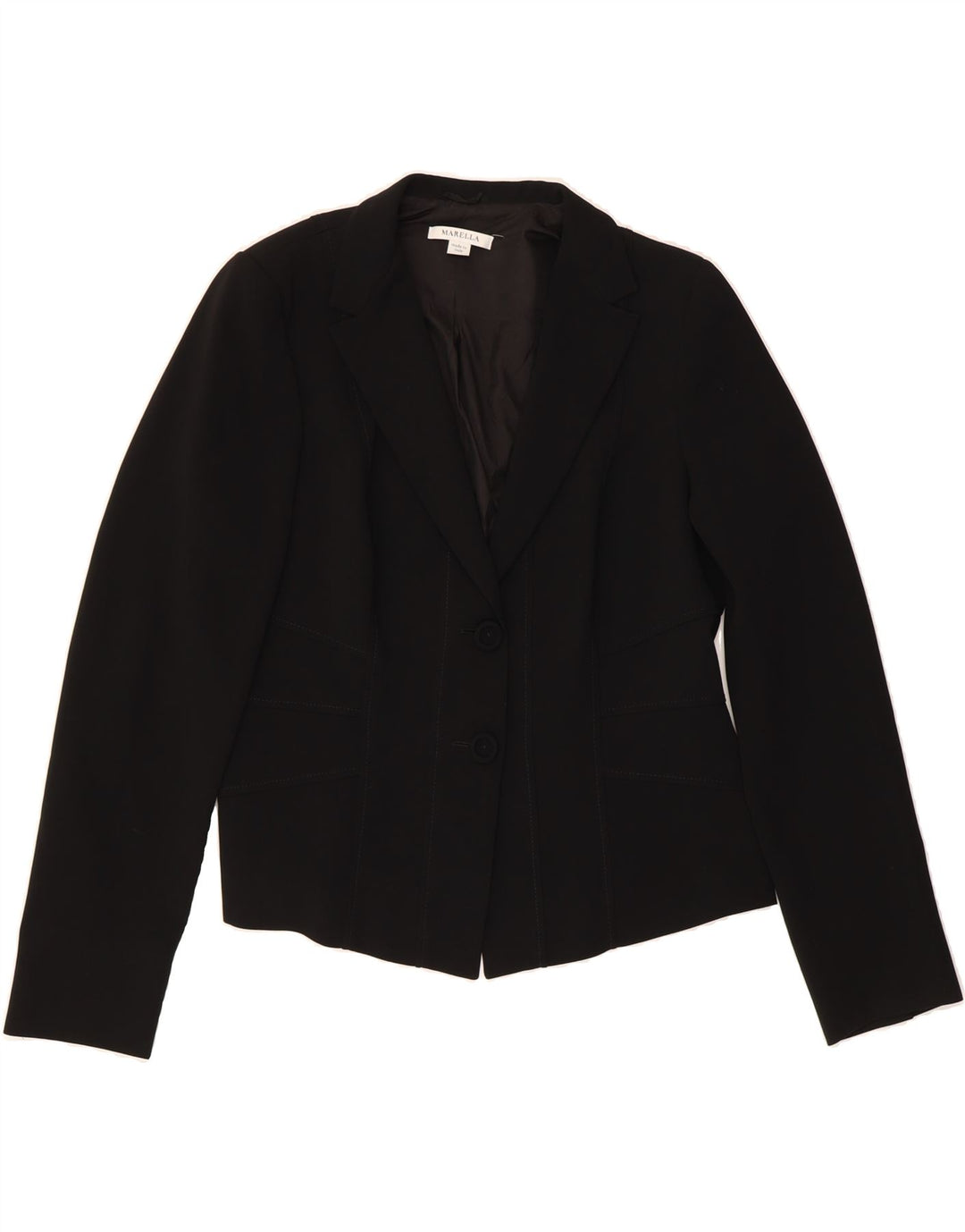 MARELLA Womens 2 Button Blazer Jacket UK 18 XL  Black Triacetate Vintage Marella and Second-Hand Marella from Messina Hembry 
