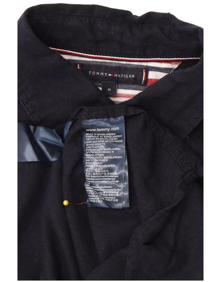 Tommy Hilfiger Kortærmet Herreskjorte Medium Navy Blue Linen