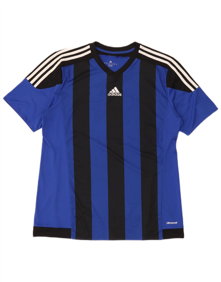 Adidas Herre Climacool Grafisk T-Shirt Top XL Blå Colourblock Polyester