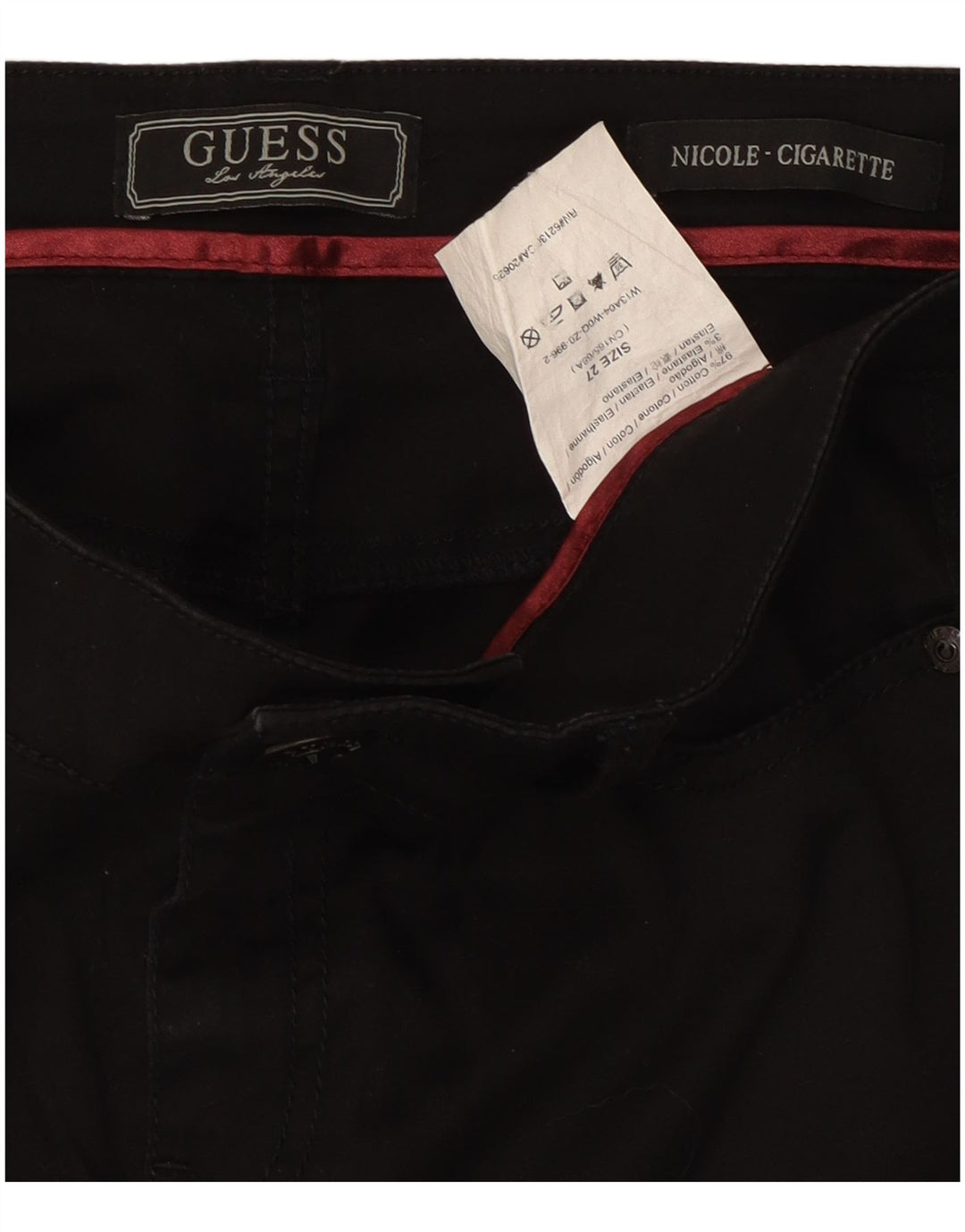 Guess Dame Cigarette Slim Jeans W27 L30 Sort Bomuld