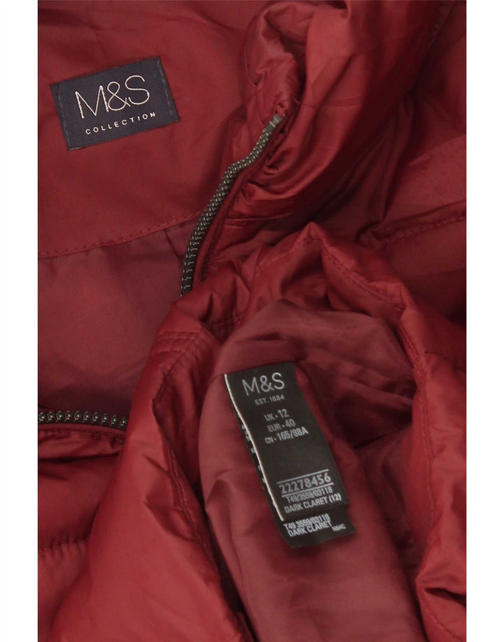 Marks & Spencer Polstret hættejakke til kvinder UK 12 Medium Burgundy Polyester