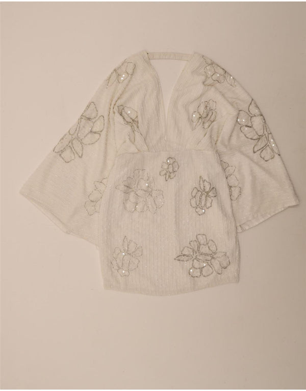 Coast Womens 3/4-ærmet tunikakjole UK 10 Small White Floral Polyester