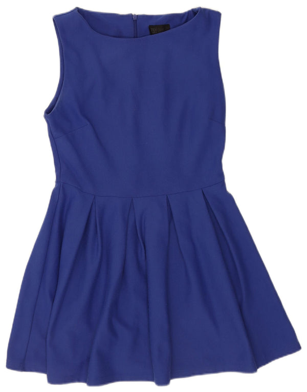 Topshop Dame Ærmeløs A-Line Kjole UK 10 Small Blue Polyester