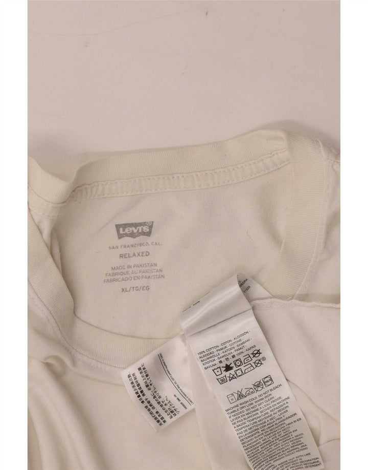 Levi's Herre grafisk T-shirt top XL hvid bomuld