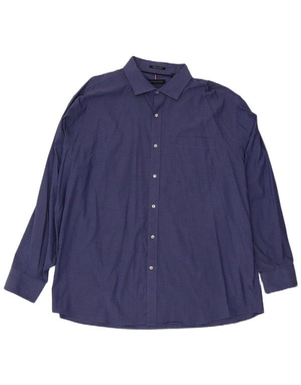 Tommy Hilfiger Herre Regular Fit skjorte str. 18 1/2 2XL Blå plettet bomuld