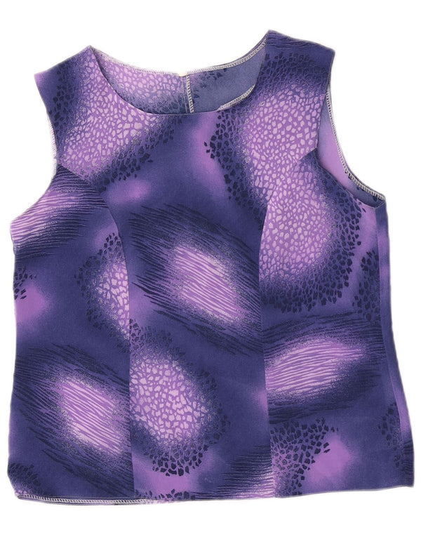 Vintage Dame ærmeløs bluse Top IT 44 Medium Lilla Plettet