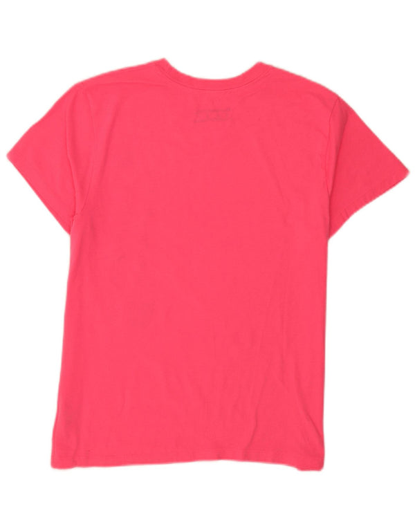 Champion Dame Grafisk T-Shirt Top UK 12 Medium Pink Bomuld
