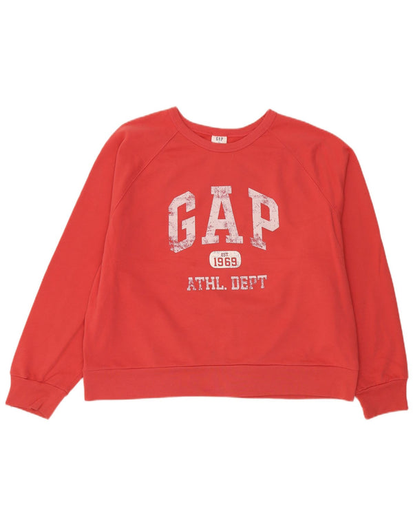 Gap Womens Graphic Loose Fit Sweatshirt Jumper UK 20 2XL Red Cotton
