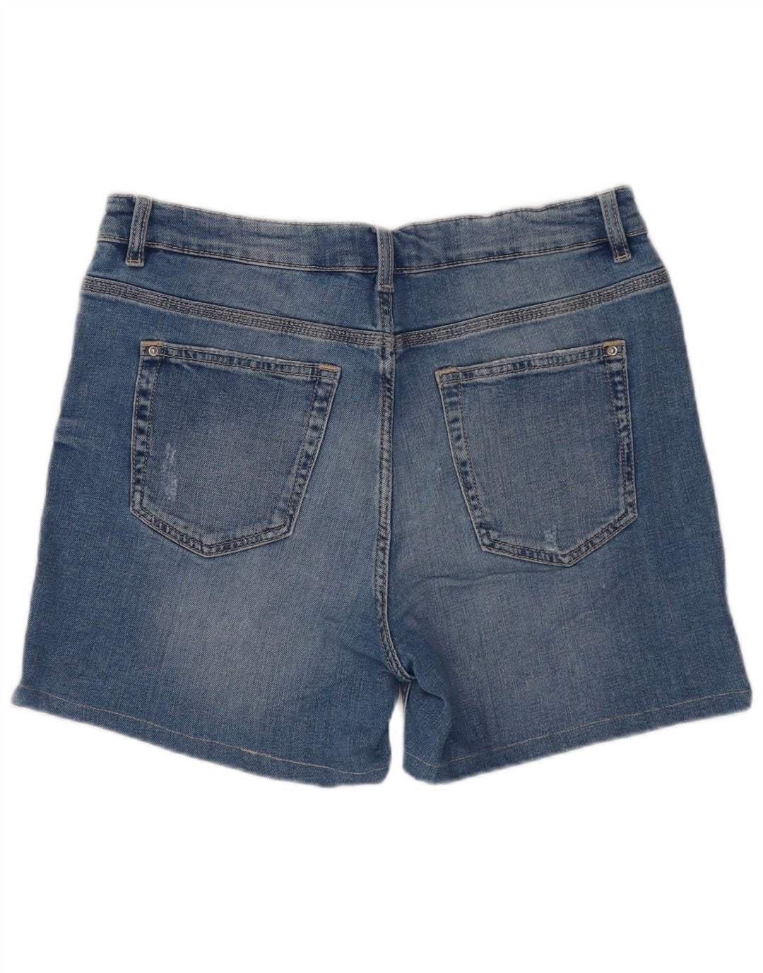Marks & Spencer Kvinder Distressed Denim Shorts UK 12 Medium W30 Blue Cotton