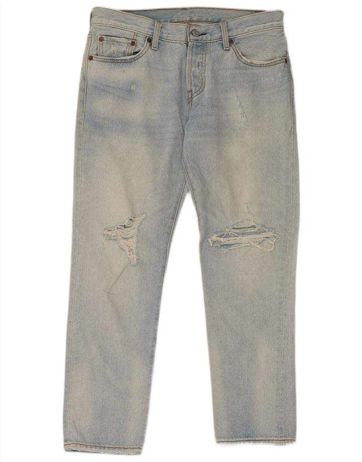 Levi's Herre 501 Distressed Straight Jeans W27 L27 Blå Bomuld