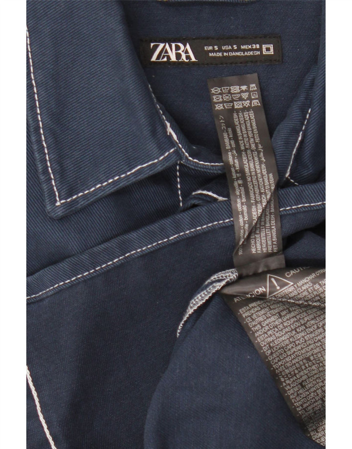 Zara Herre Loose Fit denimskjorte lille marineblå bomuld