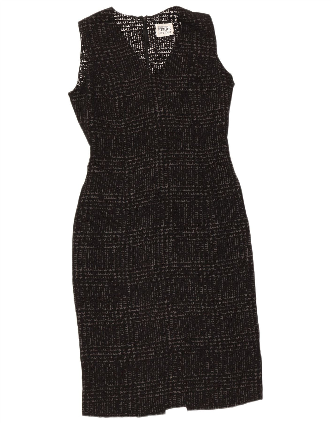 Gianfranco Ferre Dameskedekjole UK 10 Small Black Houndstooth