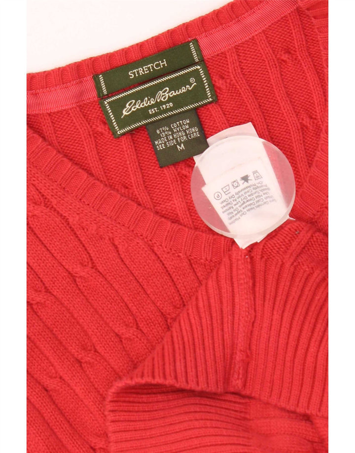 Eddie Bauer Dame Stretch Cardigan Sweater UK 14 Medium Rød Bomuld