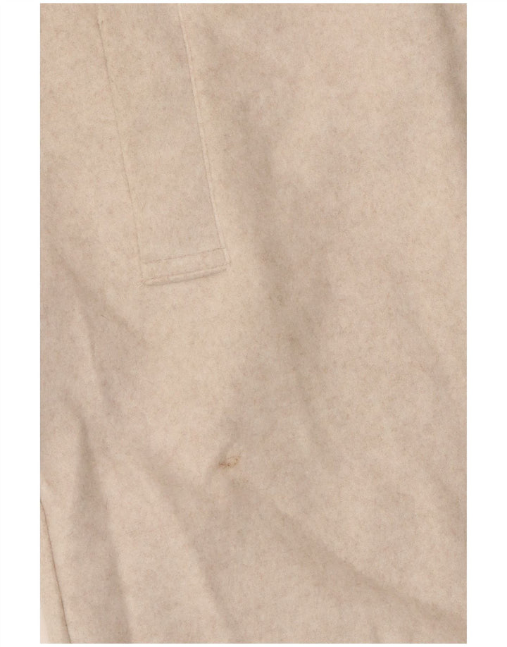 Zara Dame Hætte Overfrakke UK 12 Medium Beige Polyester