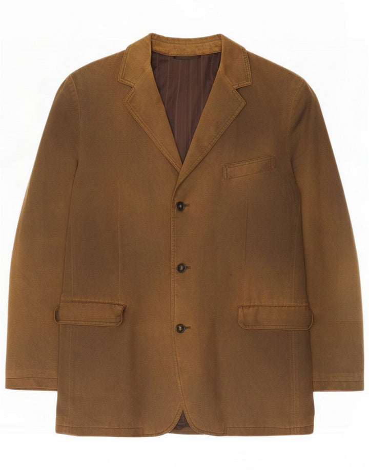 Austin Reed Mens Long 3 Button Blazer Jacket UK 42 XL Brown Polyester