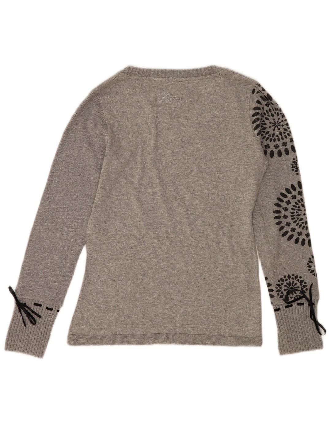 Desigual Dame Grafisk Top Langærmet UK 14 Medium Grey Heart
