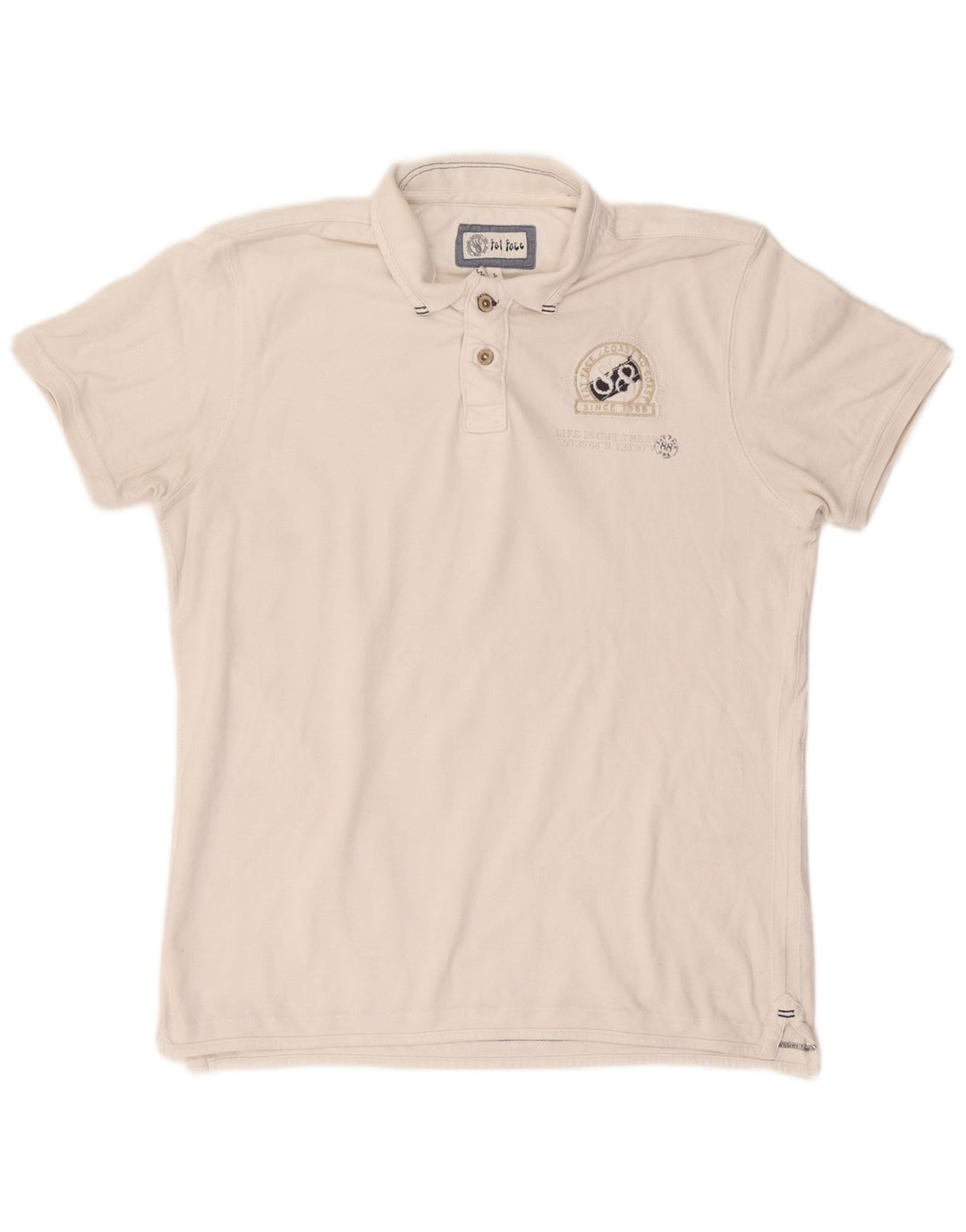 Fat Face Herre grafisk poloshirt Stor hvid bomuld
