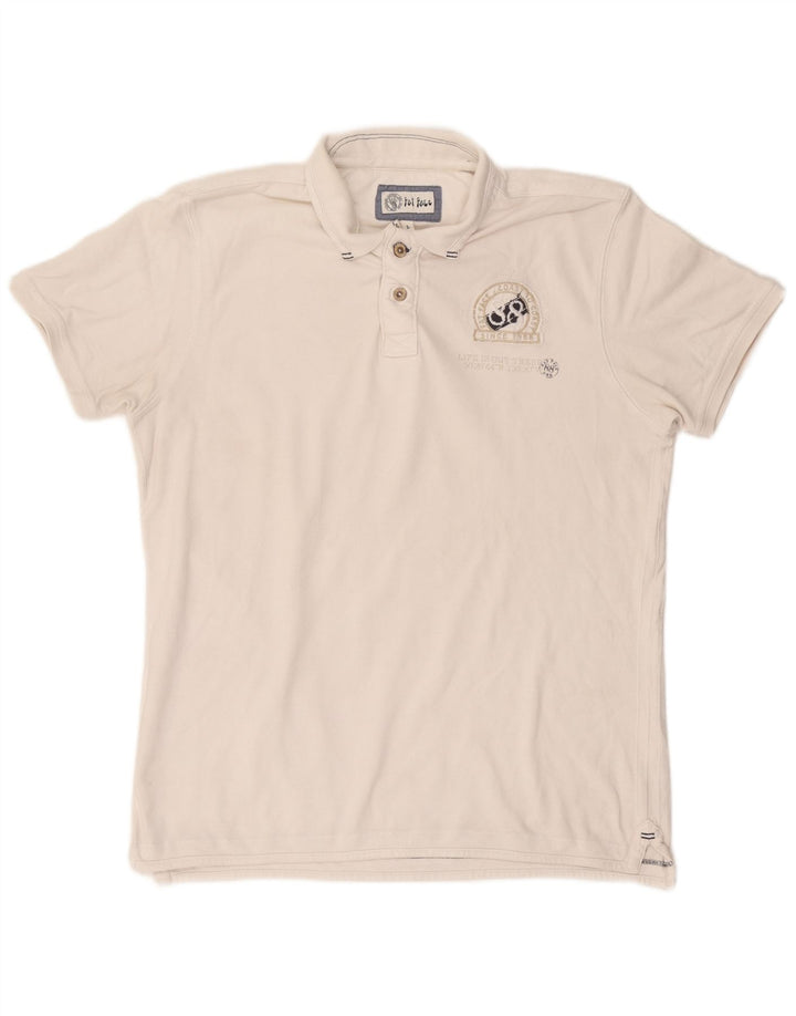 Fat Face Herre grafisk poloshirt Stor hvid bomuld