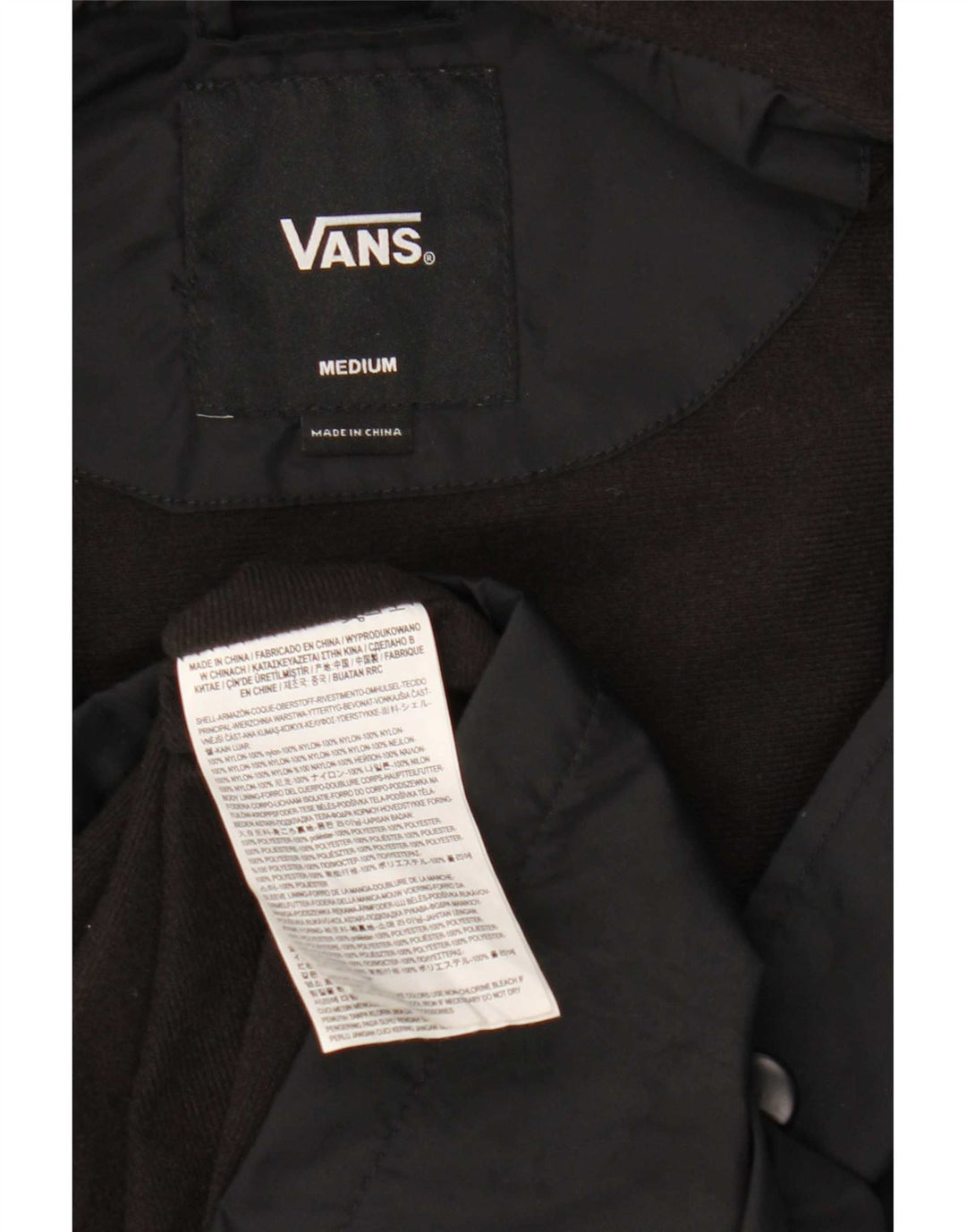 Vans Herre Grafisk Hætte regnjakke UK 38 Medium Sort Nylon