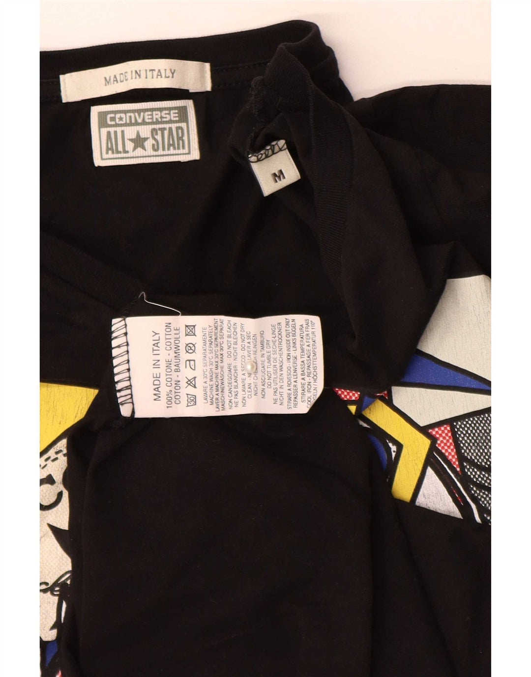 Converse Dame Grafisk Top Langærmet UK 12 Medium Sort Bomuld