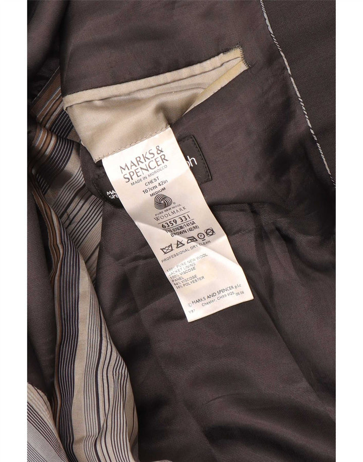 Marks & Spencer Herre 2-knaps blazerjakke UK 42 Large Brown New Wool