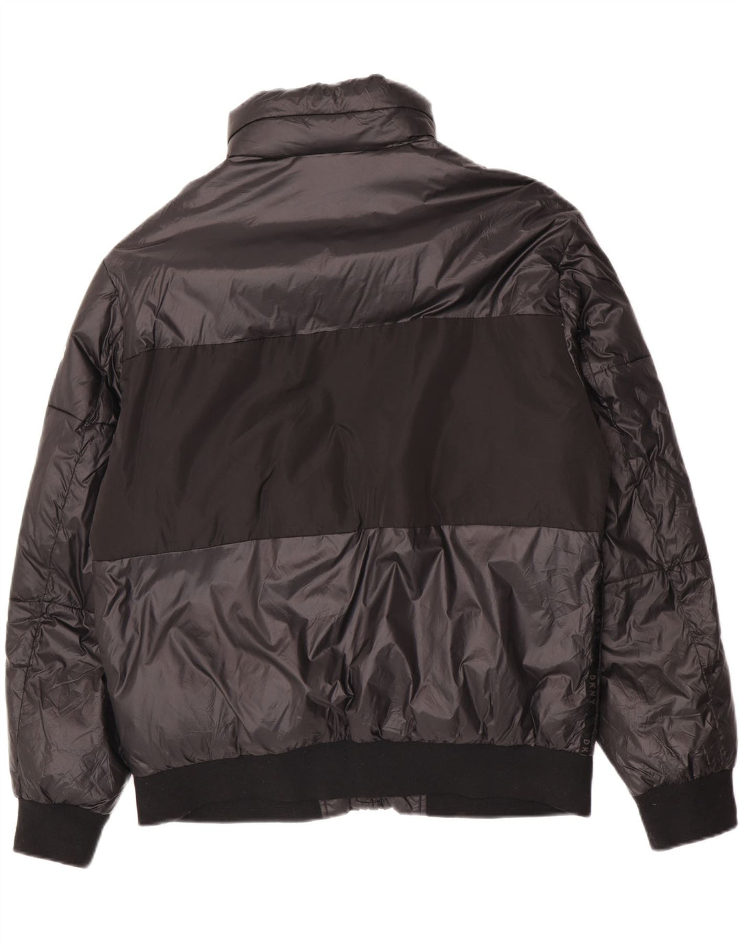 Dkny Herre grafisk polstret jakke UK 38 Medium Sort Colourblock Nylon