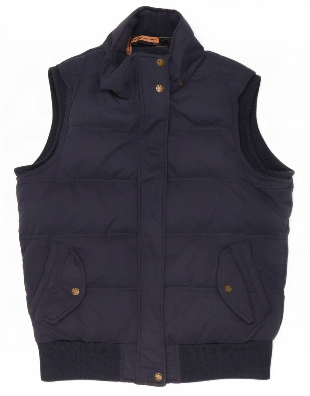 Fat Face Dame Polstret Gilet UK 12 Medium Navy Blue Polyester