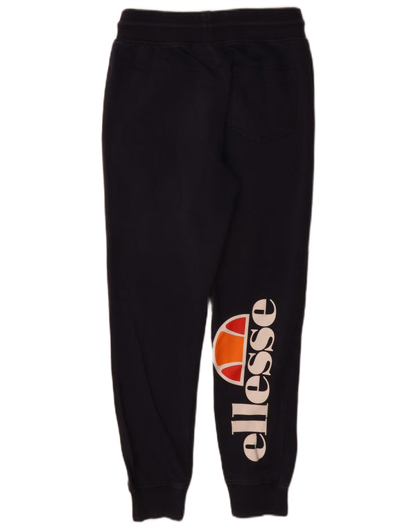 Ellesse kvinders grafiske træningsdragt bukser joggers UK 6 XS marineblå bomuld