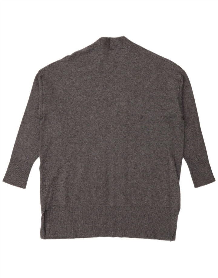Zara Dame Oversized 3/4 Ærmet Åben Cardigan Sweater UK 10 Lille Grå