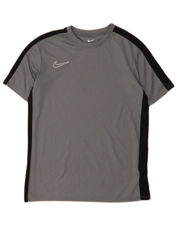 Nike Boys Dri Fit T-Shirt Top 13-14 Years XL Grey Colourblock Polyester