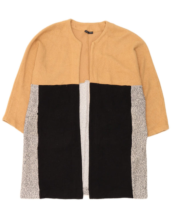 Zara Womens Oversized Open Overcoat UK 14 Medium Flerfarvet Colourblock