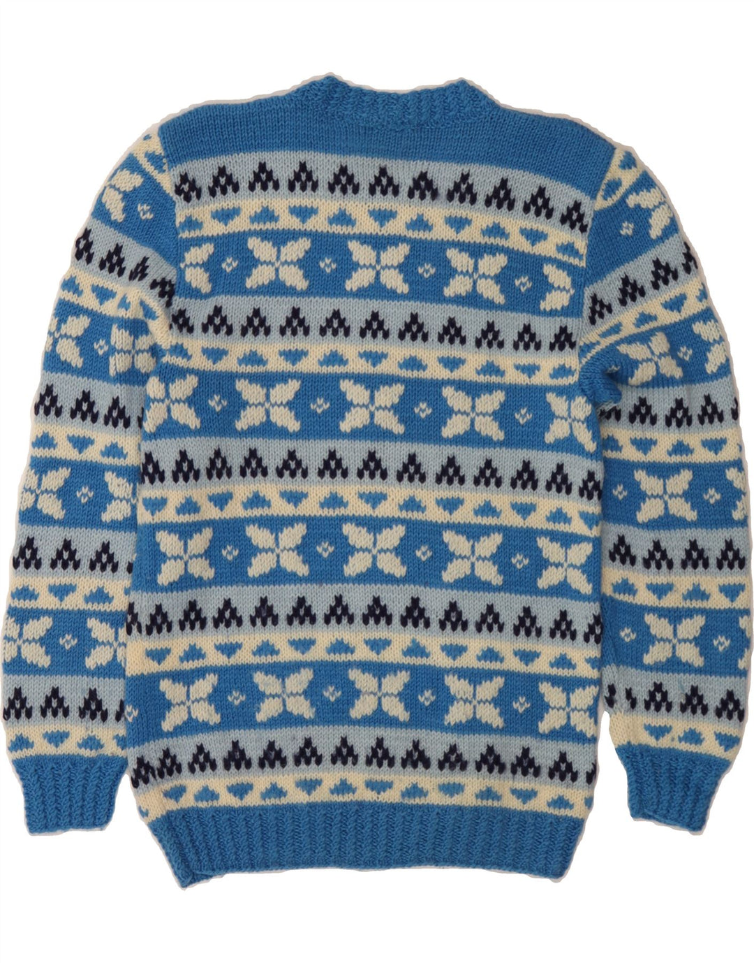 VINTAGE Herre sweater med rund hals, lille blå Fair Isle