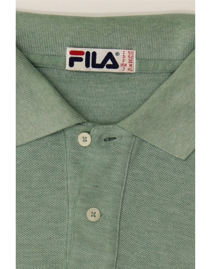 FILA Mens Polo Shirt IT 50 Medium Green Cotton Vintage Fila and Second-Hand Fila from Messina Hembry 