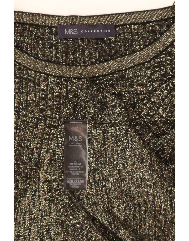 Marks & Spencer Dame Boat Neck Jumper Sweater UK 12 Medium Black Viscose