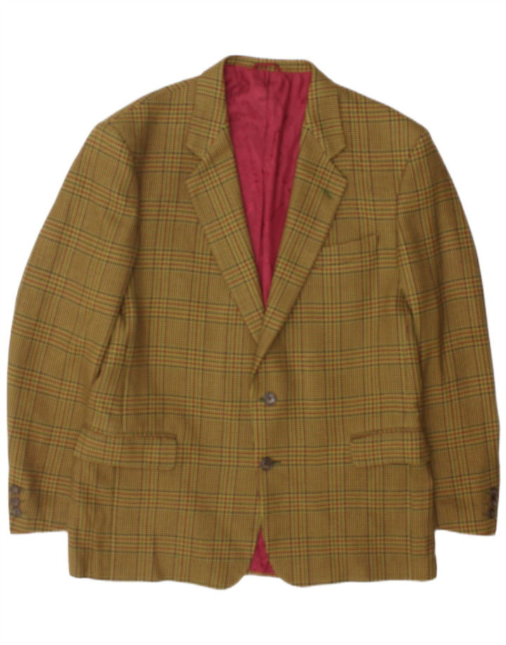 Brooksfield Herre 2 Button Blazer Jacket UK 40 Large Khaki Check