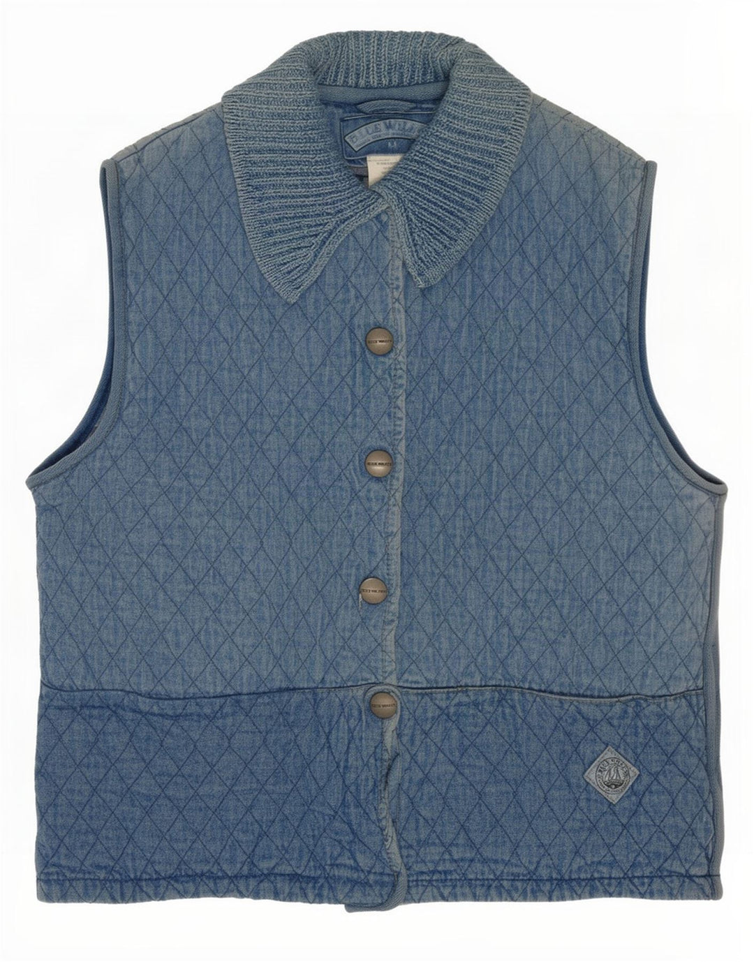 Blue Willi's Dame Quilted Denim Gilet UK 14 Medium Bomuld