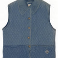 Blue Willi's Dame Quilted Denim Gilet UK 14 Medium Bomuld