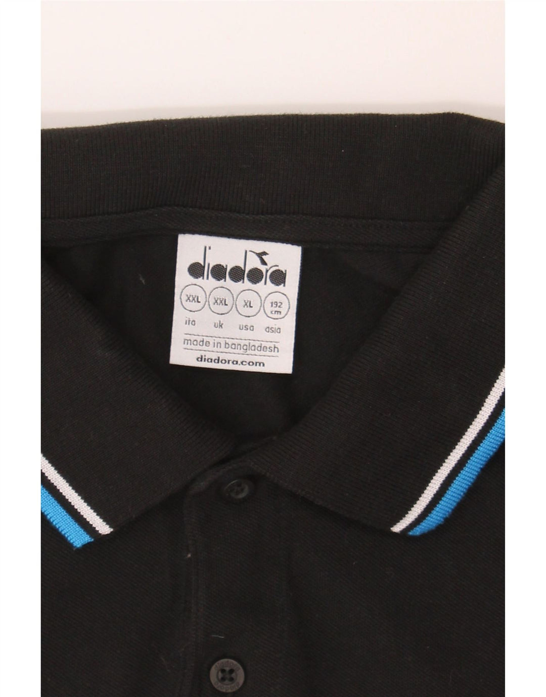 DIADORA Mens Polo Shirt 2XL Black Cotton Vintage Diadora and Second-Hand Diadora from Messina Hembry 