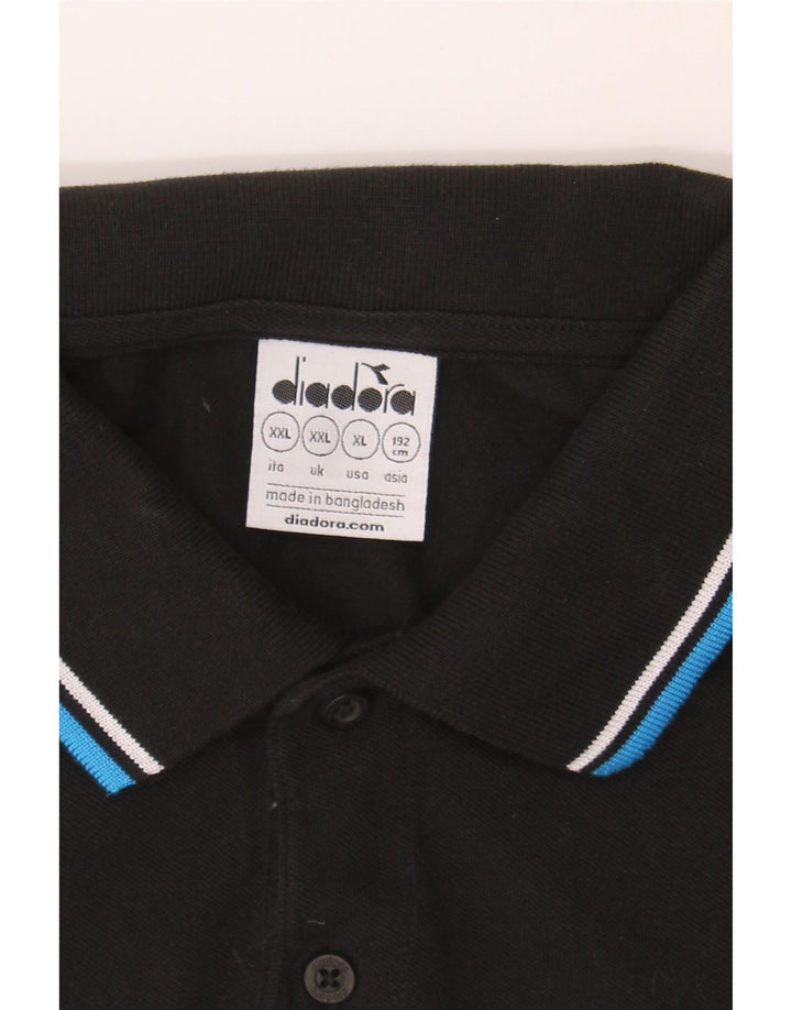 DIADORA Mens Polo Shirt 2XL Black Cotton Vintage Diadora and Second-Hand Diadora from Messina Hembry 