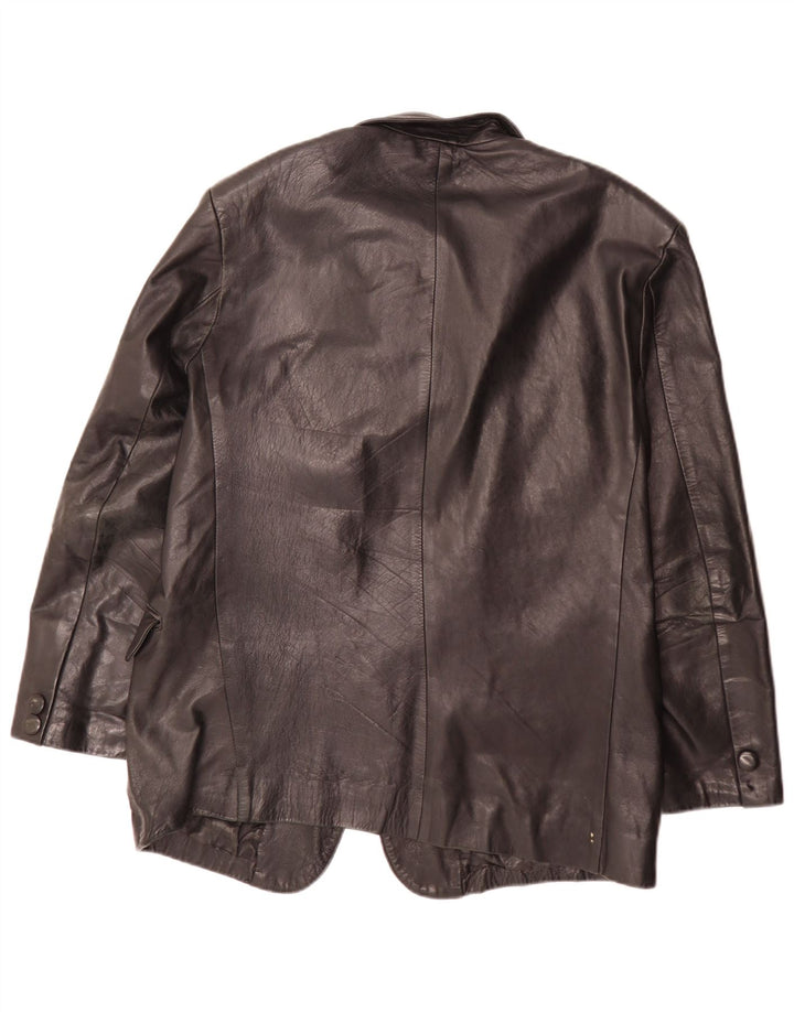 Vintage herre 3 knap læder blazerjakke IT 54 XL Sort