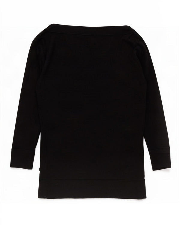 Marks & Spencer Dame Top 3/4 ærmer UK 12 Medium Black Viscose