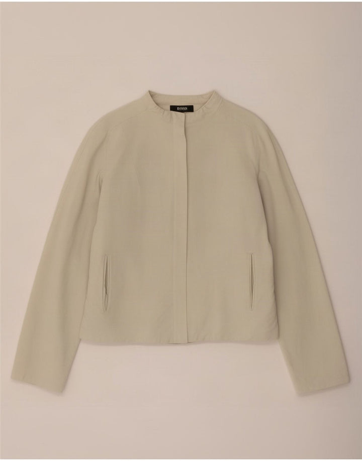 Hugo Boss Dame Blazer Jacket UK 14 Medium Beige Linen