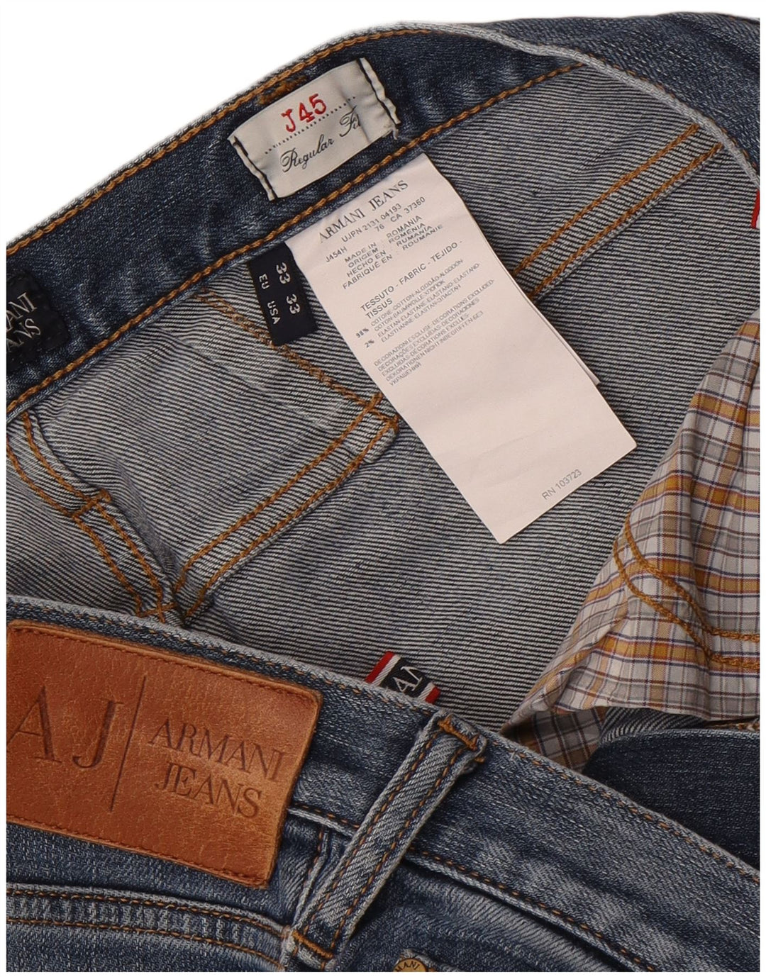 Armani Herre Regular Fit Straight Jeans W33 L31 Blå Bomuld