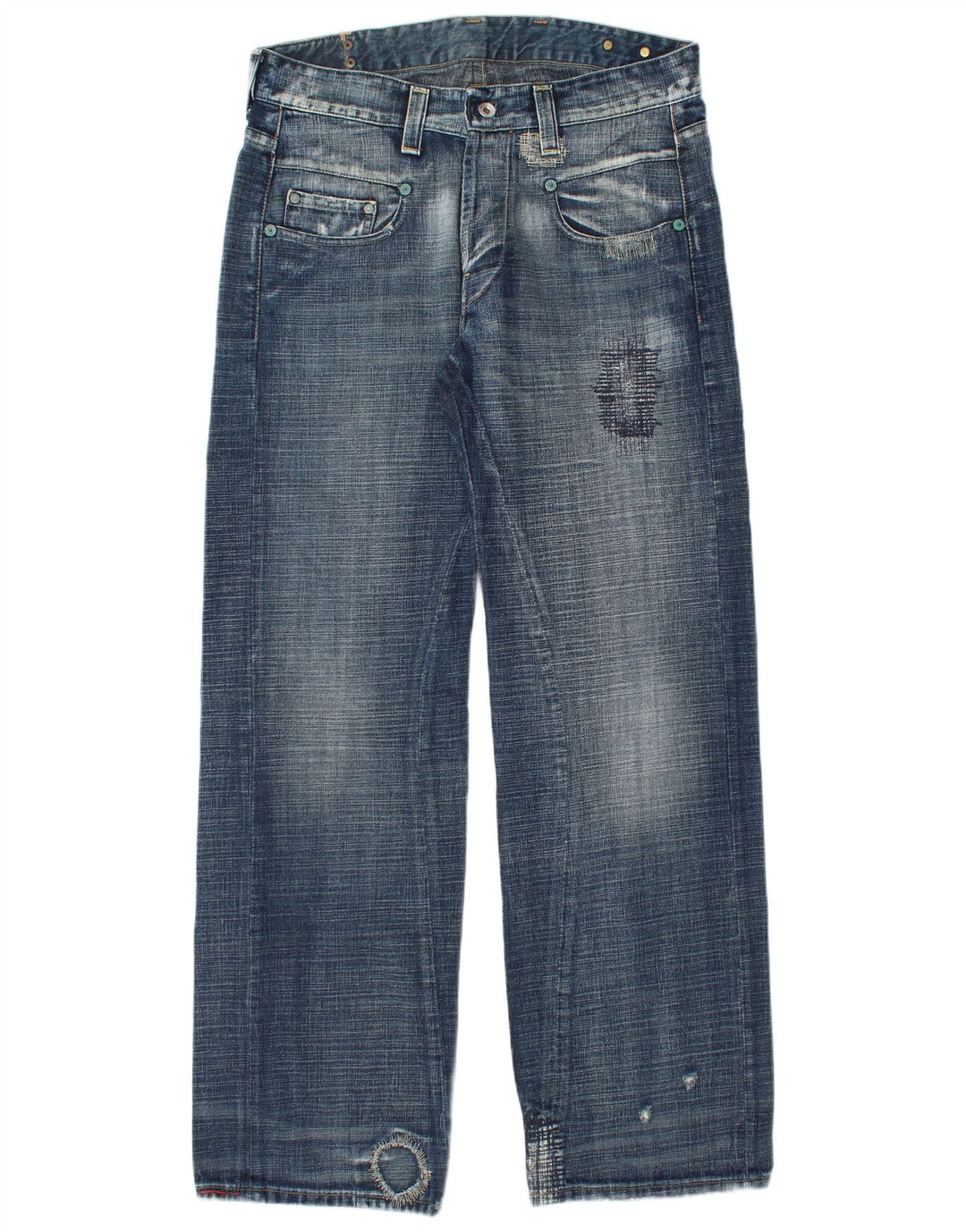 G-STAR Herre 3301 Distressed Straight Jeans W33 L34 Blå Bomuld