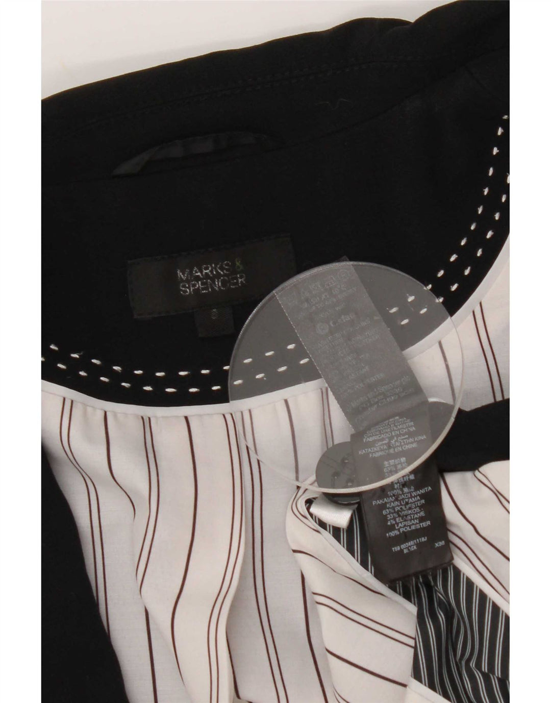 Marks & Spencer Dame 1-knaps blazerjakke UK 8 Lille sort polyester