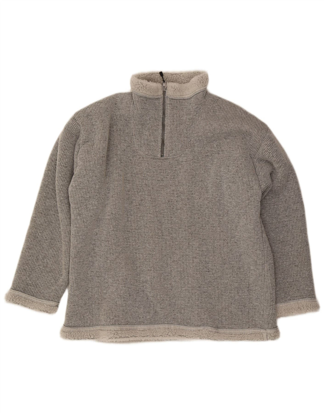 FHB Herre Zip Neck Sherpa Sweatshirt Jumper XL Grå Polyester