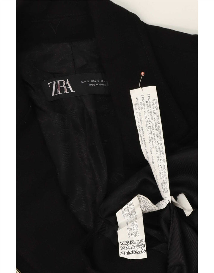 Zara Dame Dobbeltradet Blazer Jacket UK 10 Small Black Polyester