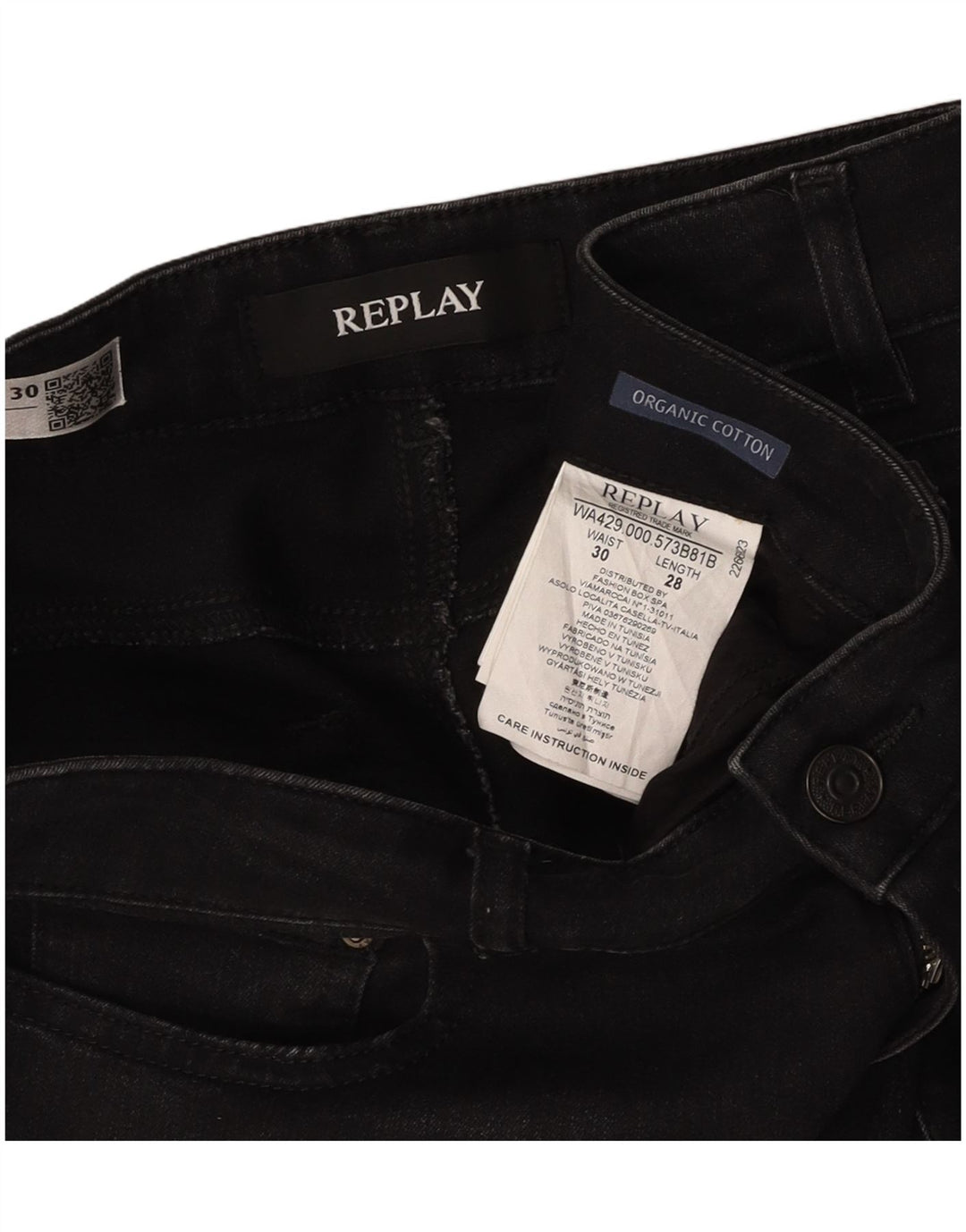 REPLAY Womens Faaby Slim Jeans W30 L28 Black Cotton
