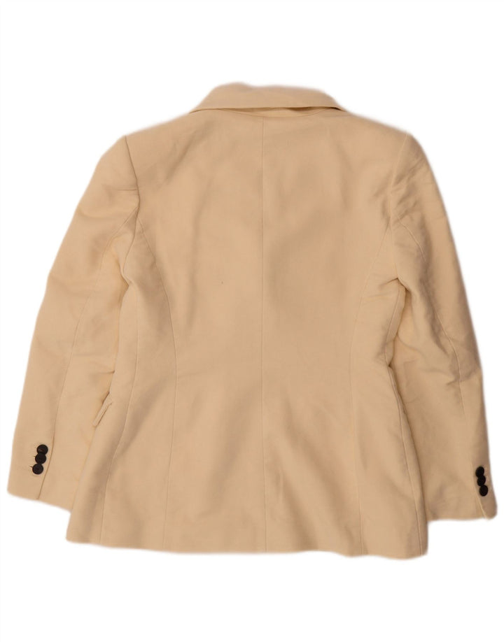 Zara Dame Dobbeltradet Blazer Jacket UK 16 Large Off White Bomuld